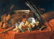 Cristoforo Munari Stilleben mit Musikinstrumenten und Fruchten oil painting picture wholesale